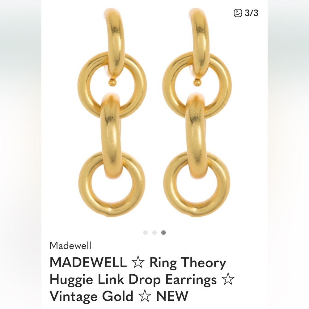 MADEWELL ☆ Ring Theory Huggie Link Drop Earrings ☆ Vintage Gold ☆ NEW